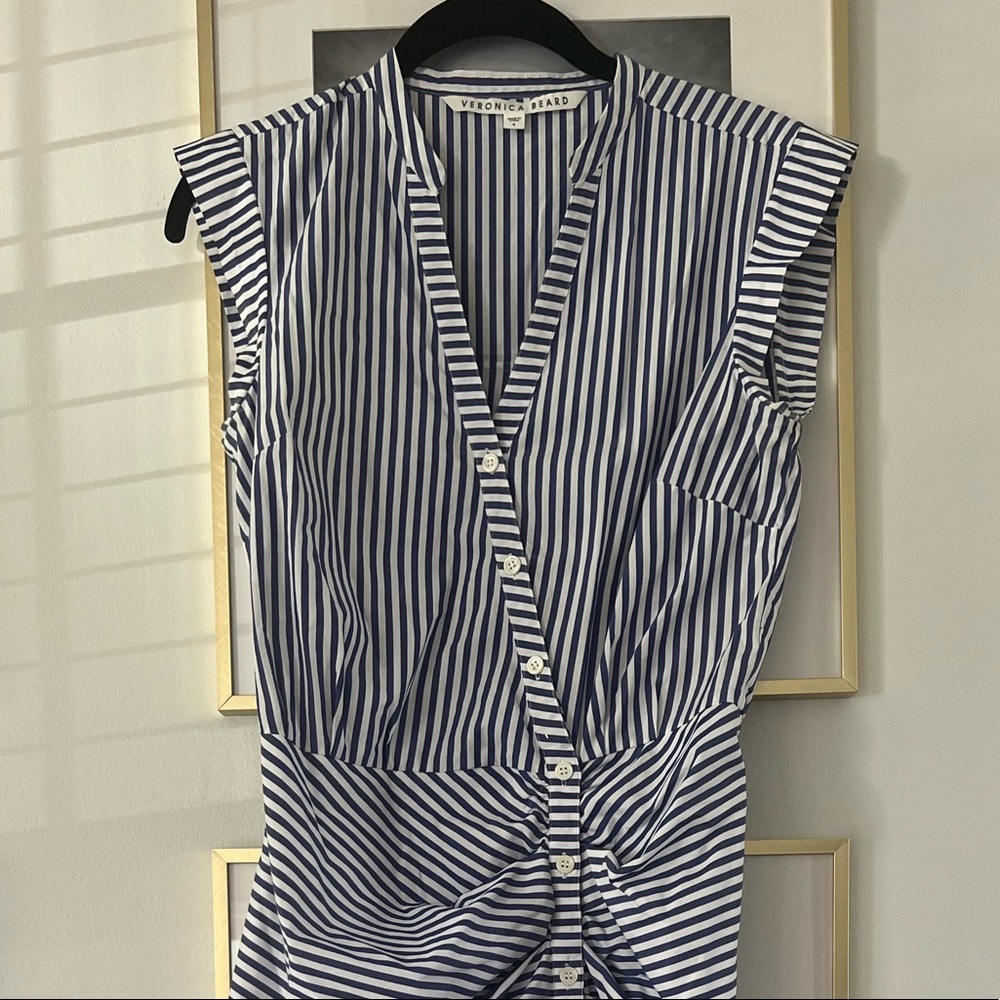 Veronica Beard asymmetrical striped button dress